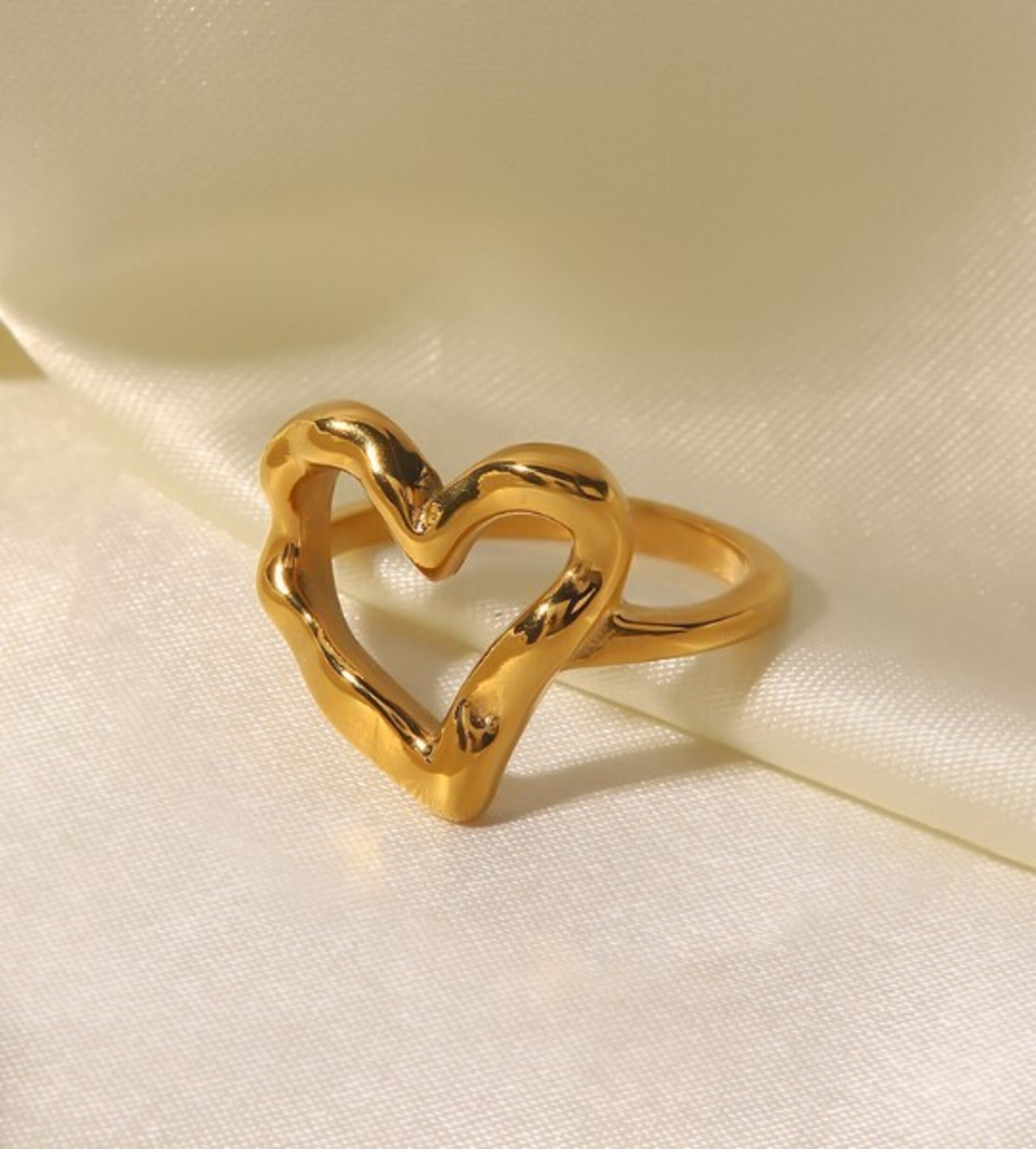 Anillo HEART acero y oro resistente al agua - 5