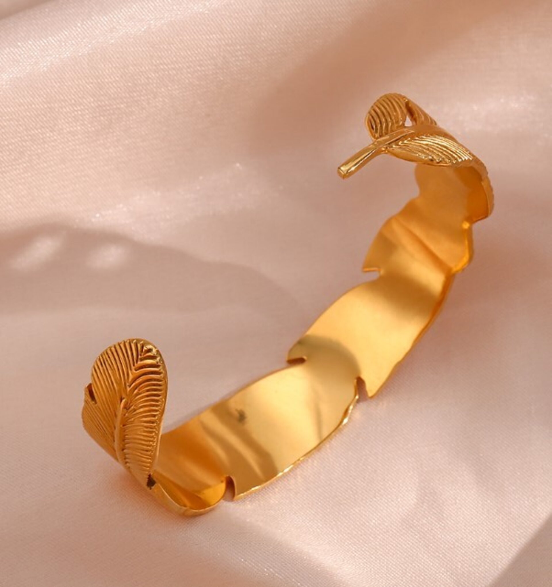 Pulsera LEAF acero y oro waterproof - 6