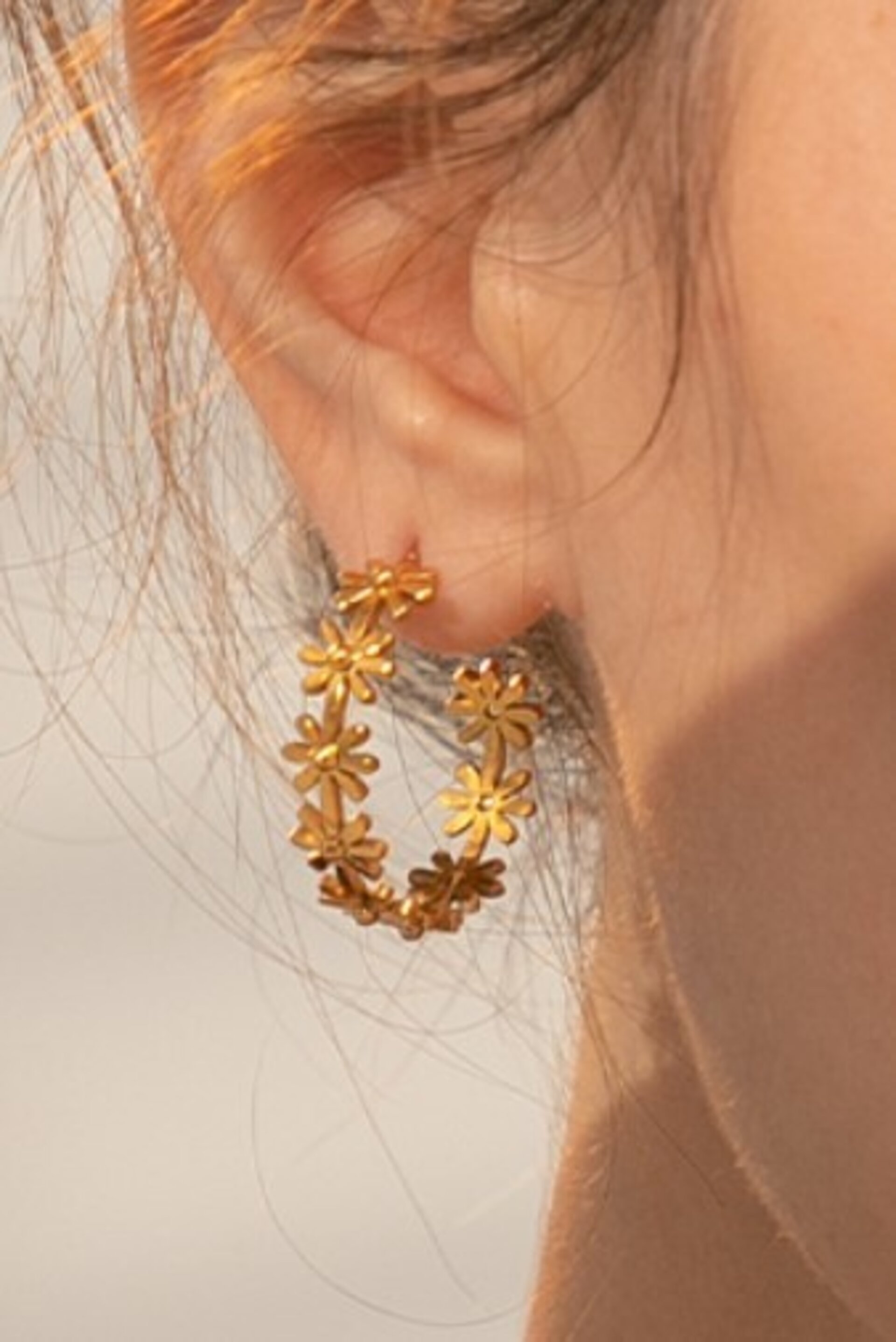 Pendientes SUNFLOWER acero y oro resistentes al agua - 9