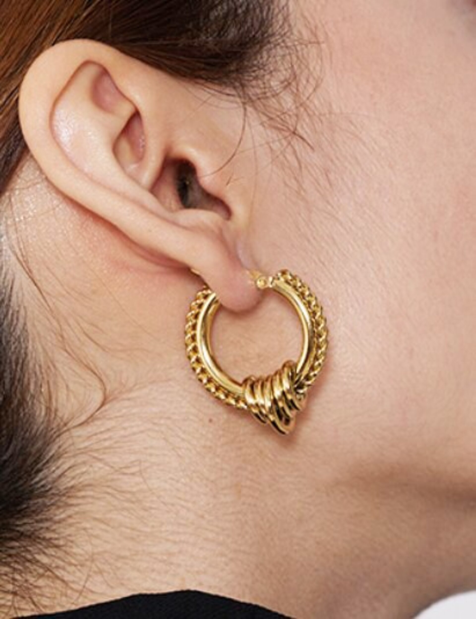 Pendientes CLEOPATRA acero y oro resistentes al agua y sudor - 7