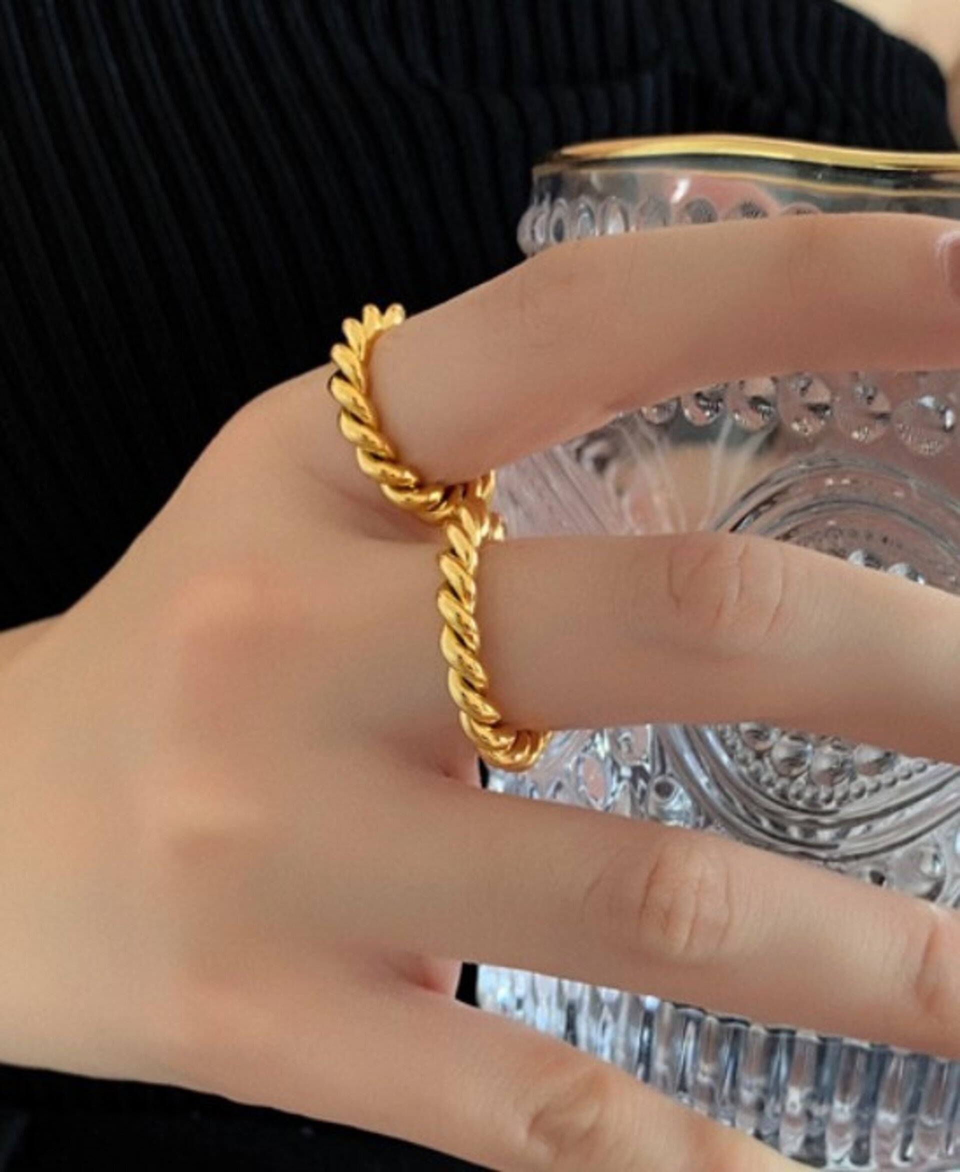 Anillo TWISTER acero y oro waterproof - 2